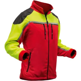 Fleecejacke &quot;JOBBY&quot; M, rot/neongelb