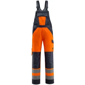 Warnschutz Latzhose &quot;GOSFORD&quot; Safe Light 82C52 (EU 52), orange/schwarzblau