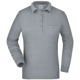 Damen Langarm Poloshirt &quot;JN865&quot; M, grey-heather