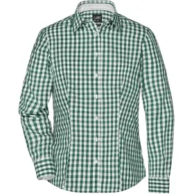 Damen Karo-Bluse &quot;JN616&quot; forest-green/white, XXL