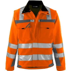 2in1 Warnschutz Softshelljacke orange/grau, L