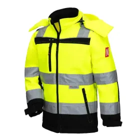 Kinder Hi-Vis Softshelljacke &quot;7171KIDS&quot; MOTION TEX KIDS gelb/schwarz 110/116