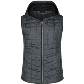Damen Kapuzenweste &quot;JN767&quot; L, grey-melange/anthracite-melang