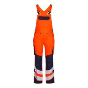 Damen Warnschutz Latzhose &quot;3543-319&quot; Safety Kl. 2 48, orange/marine