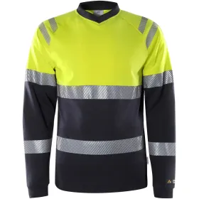 Multinorm Langarmshirt &quot;7107 TFL&quot; Flamestat gelb/marine 4XL
