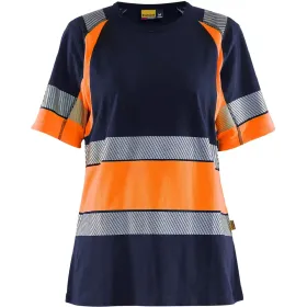 Damen Warnschutz T-Shirt &quot;3410&quot; S, marine/orange