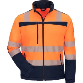 Warnschutz Softshelljacke &quot;MOTION TEX VIZ&quot; orange/marine, S