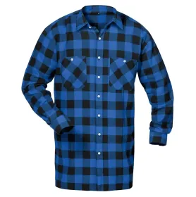 Flanellhemd lang 100% Baumwolle  blau/schwarz, XL