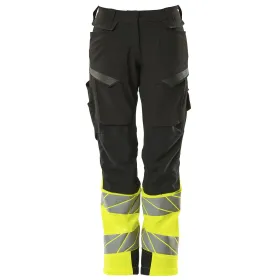 Damen Warnschutz Stretch Bundhose Kl. 1 &quot;ACCELERATE SAFE&quot; Diamond schwarz/gelb, 82C38 (EU 38)