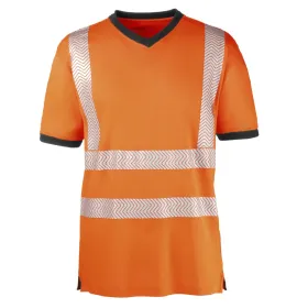 Warnschutz T-Shirt &quot;MIAMI&quot; UV-Schutz orange/grau, S