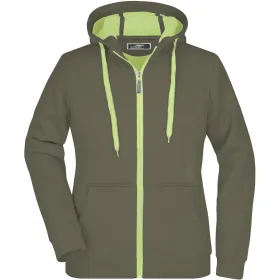 Damen Kapuzen-Sweatjacke Doubleface &quot;JN354&quot; olive, XL