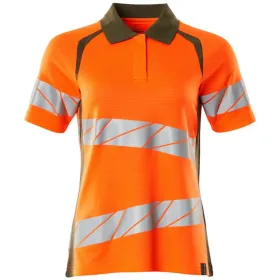 Damen Warnschutz Polo-Shirt &quot;ACCELERATE SAFE&quot; UV-Schutz XXL, orange/moosgrün