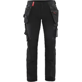 Damen Stretch Handwerkerhose &quot;7192&quot; schwarz/rot, C48