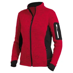 Damen Strick Fleecejacke &quot;MARIEKE&quot; S, rot/schwarz