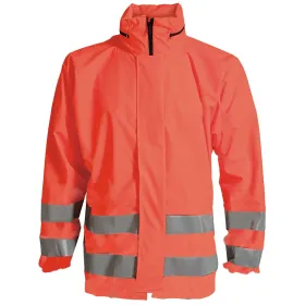 Warnschutz PU Regenjacke &quot;076300R&quot; Visible Kl. 3 fluororange, XL