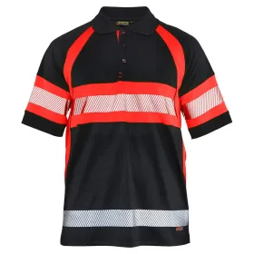 Warnschutz Polo-Shirt mit UV-Schutz "3338" schwarz/rot, S