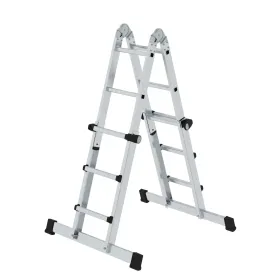 Teleskopleiter 4-teilig mit Traverse 4x3 Sprossen