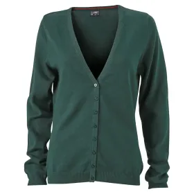 Damen V-Neck Cardigan &quot;JN660&quot; M, forest-green