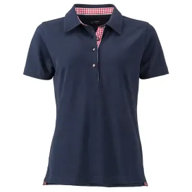 Damen Polo-Shirt Trachtenlook &quot;JN715&quot; S, navy/red-white