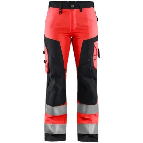 Damen Warnschutz-Bundhose &quot;7155&quot; rot/schwarz, 38