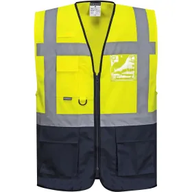 Warnweste Executive &quot;WARSCHAU&quot; Kl. 1 gelb/marine, XL