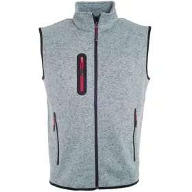 Strickfleece Weste &quot;JN774&quot; L, light-grey-melange/red