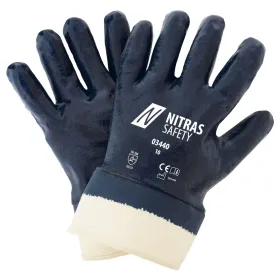 Nitril Baumwoll Stulpe Handschuhe &quot;03440&quot; blau vollbeschichtet 10 (XL)